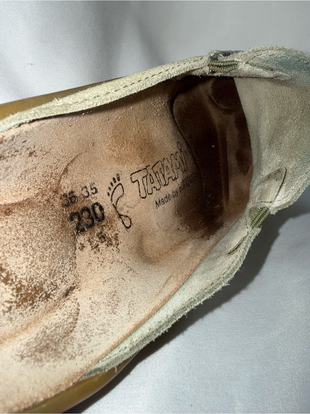 Birkenstock Olive Suede Slip-On Loafers with Contrast Stitching - Picture 5 of 6